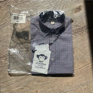 NWT Appaman Burgundy/Blue Gingham Button-Down Shirt Boys 4